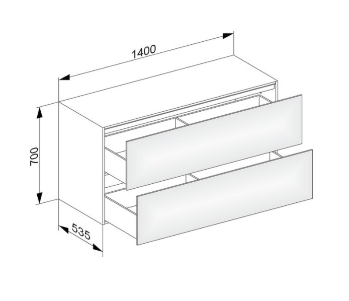 Keuco тумба боковая подвесная с двумя выдвижными фронтами, с внутренней светодиодной подсветкой, edition 11, белый арт. 31327 210100
