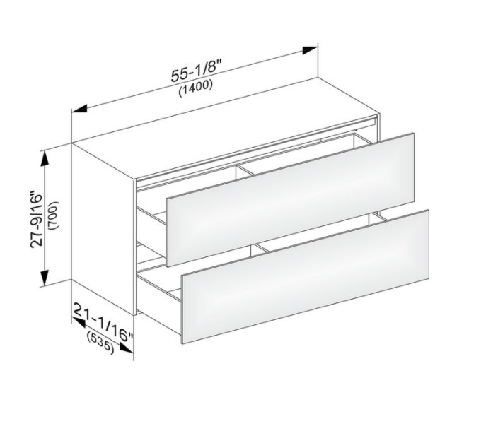 Keuco тумба боковая подвесная с двумя выдвижными фронтами, с внутренней светодиодной подсветкой, edition 11, белый арт. 31327 210100
