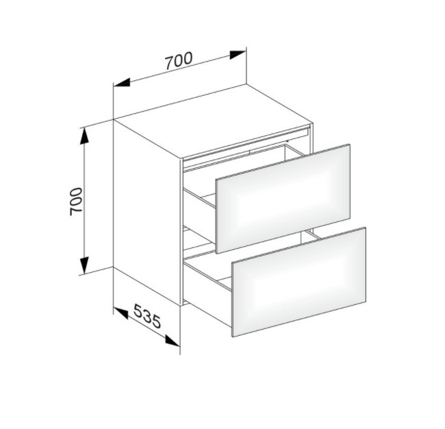 Keuco тумба боковая подвесная с двумя выдвижными фронтами, с внутренней светодиодной подсветкой, edition 11, белый арт. 31323 210100