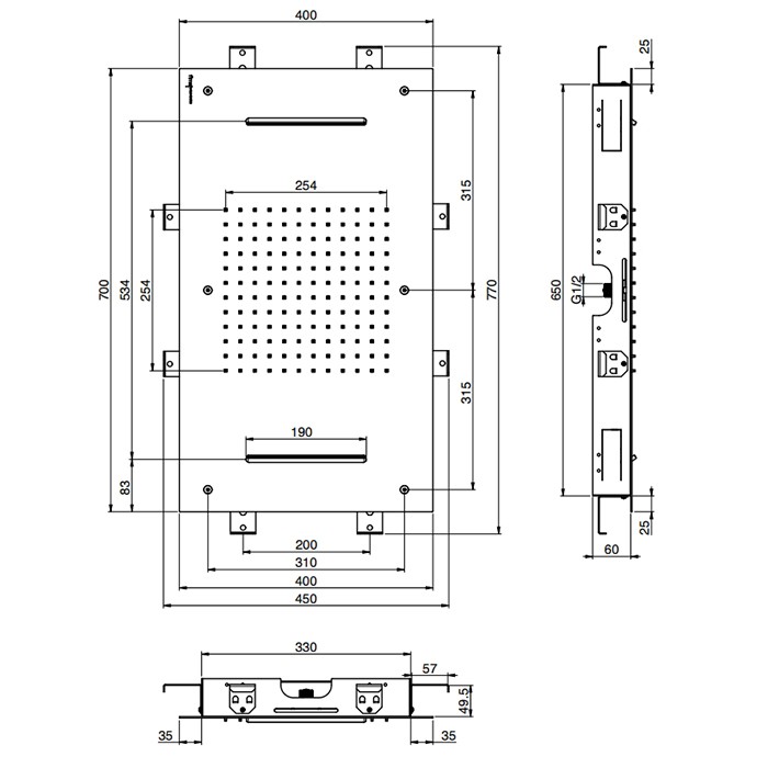 Fima Carlo Frattini верхний душ 70х40см., потолочный, harmonia soffioni, чёрный арт. f2903ns