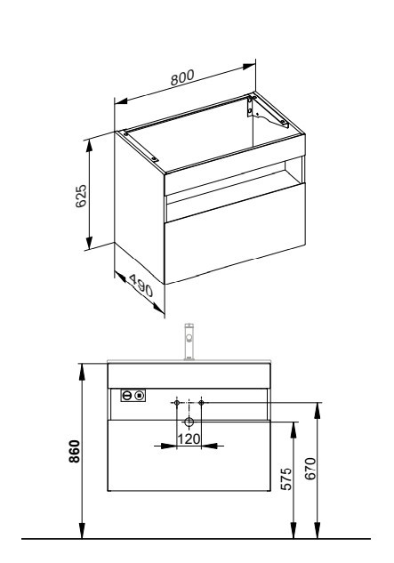 Keuco тумба под раковину 490 мм х 800 мм х 625 мм, с 1 выдвижным ящиком, с сифоном, инокс/инокс, stageline, инокс матовый арт. 32862 290000
