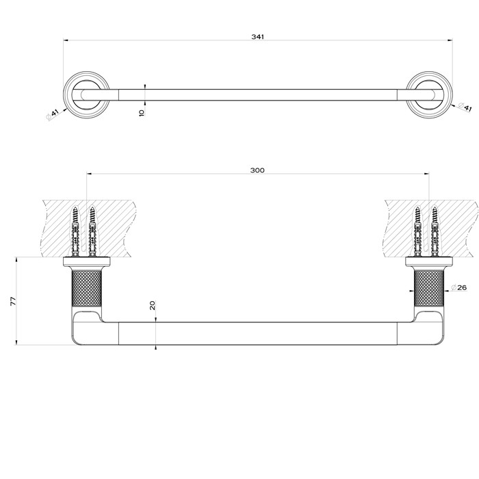Gessi Полотенцедержатель, 30 см. подвесной, Inciso, 58497#299 цвет: black xl