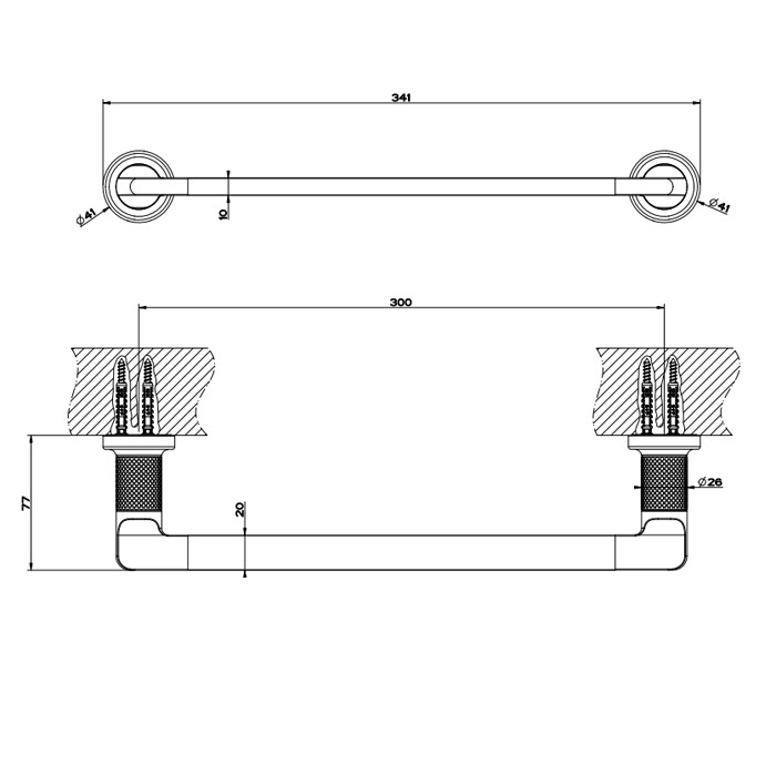 Gessi Полотенцедержатель, 30 см. подвесной, Inciso, 58497#299 цвет: black xl