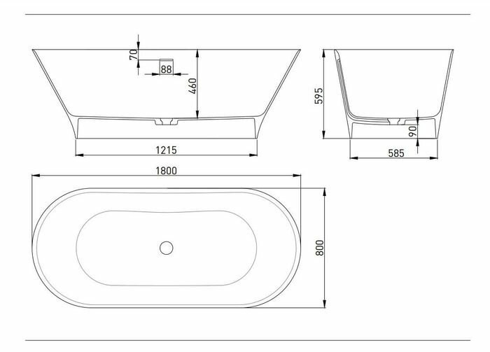 Salini ванна отдельностоящая 180,7x81, mona, 102911grh цвет: глянцевый белый