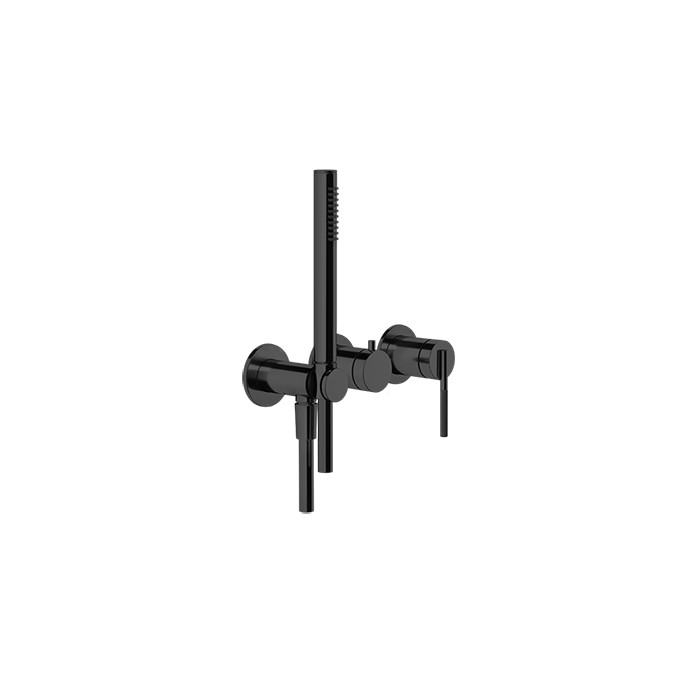 Gessi Смеситель для душа, встраиваемый, с переключателем, держатель с подводом воды, ручн душ, шланг 150см, Ingranaggio, 63545#706 цвет: black metal pvd