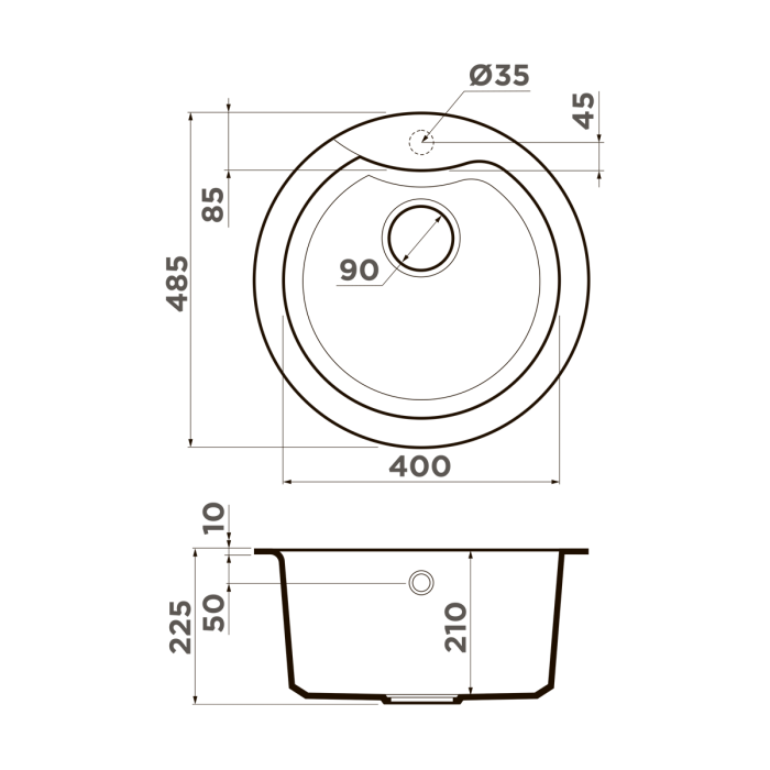 Omoikiri кухонная мойка Yasugata 48R, темный шоколад арт. 4993211