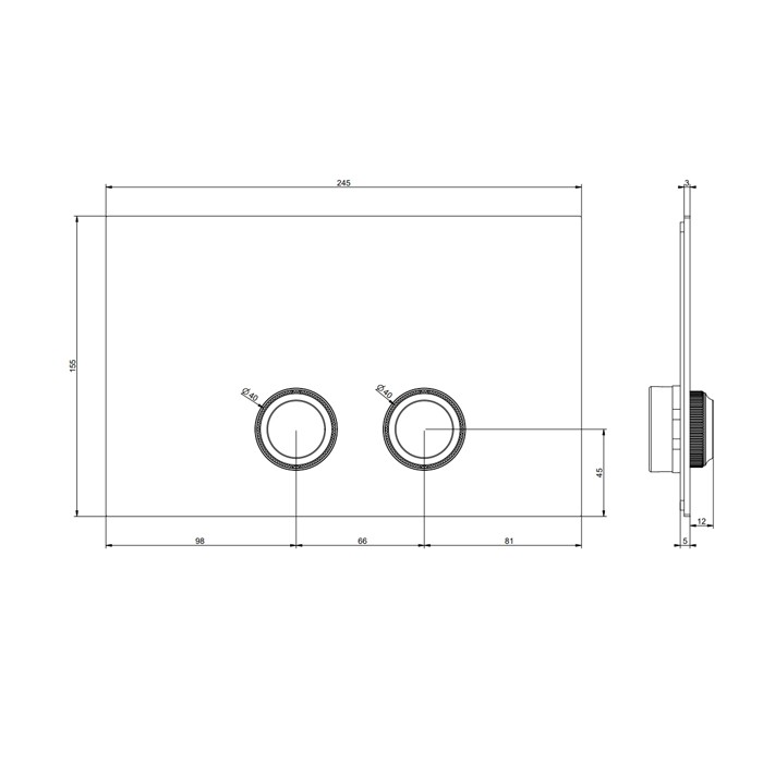 Gessi Клавиша смыва для унитаза двойная, для инсталляций Geberit Sigma8 и Sigma12 Venti20, черный - 54651#299