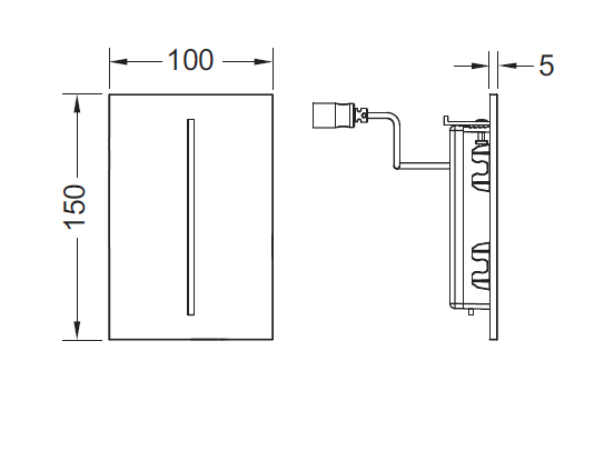 TECE панель смыва электронная для писсуара 100х150х5 мм, цвет: хром глянцевый, filo - 9242055