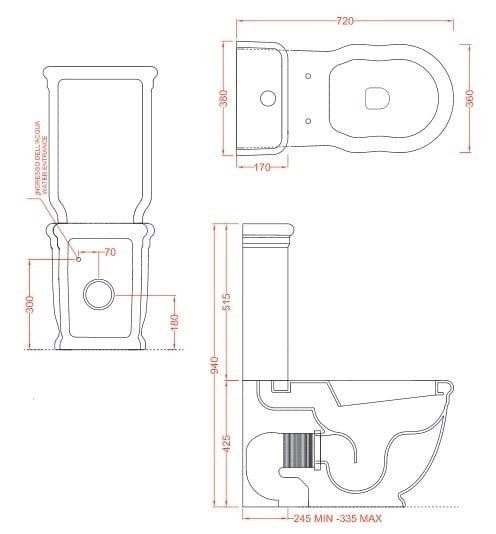 Бачок для напольного унитаза 36х55 см, белый, Art Ceram Hermitage арт. HEC009 01 00