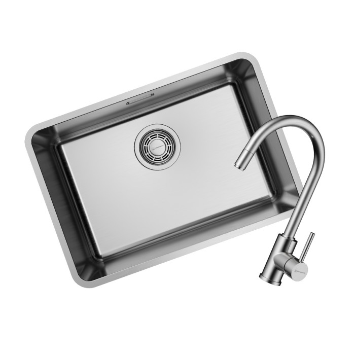 Omoikiri комплект мойка+смеситель Omi 53-U/I-IN Ultra Mini + Shinagawa-BN, нержавеющая сталь арт. 7405.4230