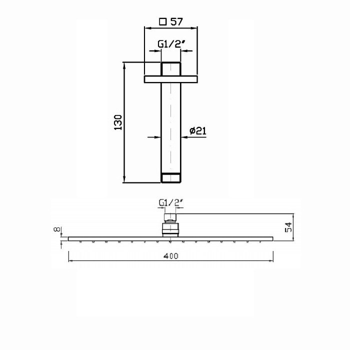 Zucchetti верхний душ, 40х40см, на потолок 13см, aguablu, хром арт. z94270 z93041