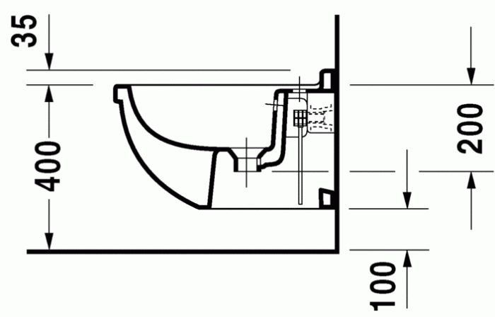 Duravit подвсеное биде с переливом, с креплением, starck 3, 2280150000 цвет: белый