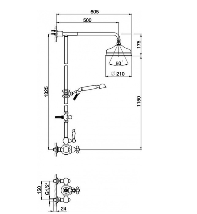 Cisal душевая система ts00407127 arcana empress цвет: бронза
