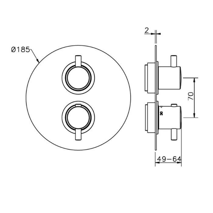 Cisal внешняя часть встраиваемого термостатического смесителя с переключателем на 2 положения ln01810021 less new, цвет: хром