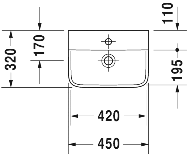 Duravit раковина подвесная 45х32см, p3 comforts, 0716450000 цвет: белый