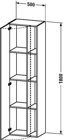 Duravit шкаф-пенал подвесной с полками европейский/белый, durastyle, ds1249r1852 цвет: дуб европейский