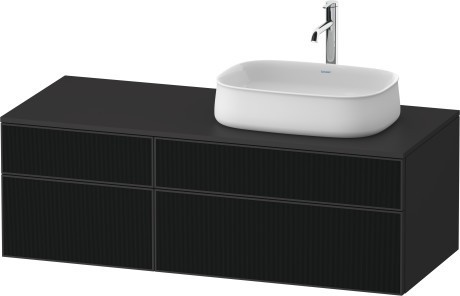 Duravit тумба подвесная с вырезом под раковину справа 550 мм х 1300 мм х 442 мм, zencha, ze4827063800000 цвет: чёрное стекло/графит суперматовый