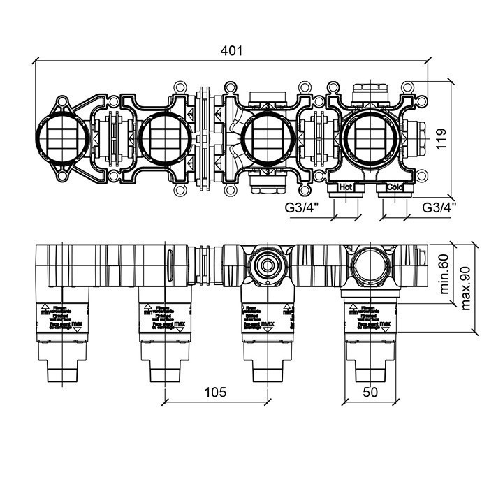 Almar внутренняя часть для смесителя, water control modular, e169002