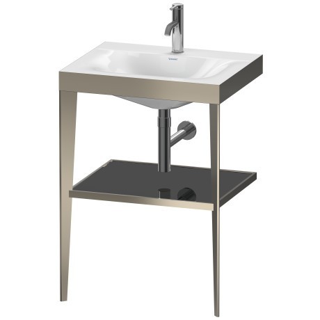 Duravit напольная консоль xviu/c-bonded 600 мм х 850 мм, с умывальником viu, xviu, xv4714ob140 цвет: матовое шампанское/чёрный глянцевый лак