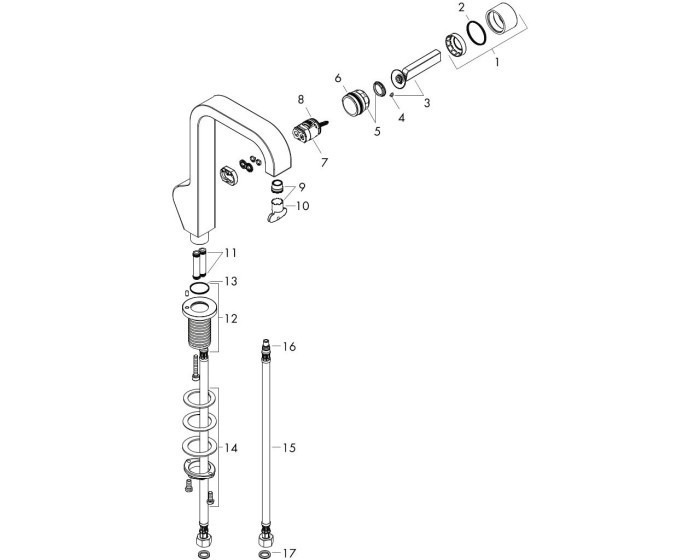 AXOR смеситель для раковины, однорычажный 190, без донного клапана, Citterio, золото арт. 39037250