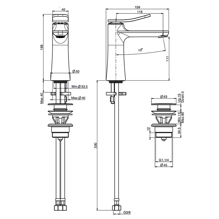 Fima Carlo Frattini смеситель на раковину, на 1 отв., с донным клапаном, flo, хром арт. f3801cr.1
