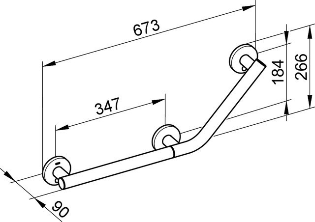 Keuco поручень угловой 135° исполнение справа 673/266 мм, plan care, алюминий анодированный, хром арт. 34907 170401