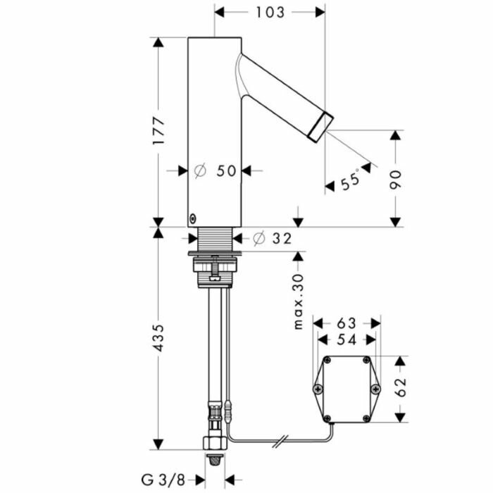 AXOR электронный смеситель для раковины, Starck, хром арт. 10106000