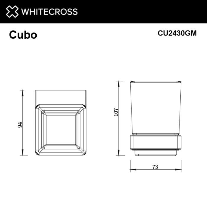 Стакан для зубных щеток, подвесной, Whitecross Cubo gunmetal, оружейная сталь арт. CU2430GM