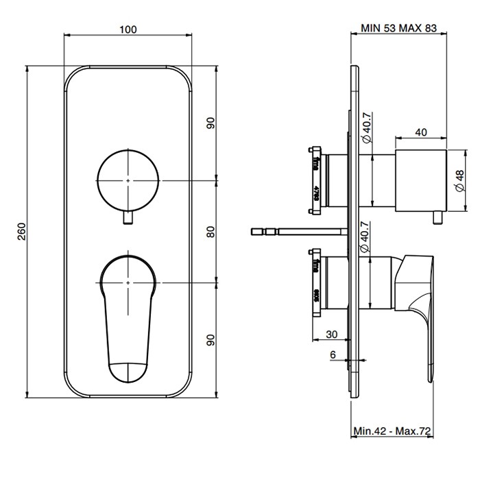 Fima Carlo Frattini смеситель для душа, встраиваемый, с переключателем на 2/3 выхода, serie 4, хром арт. f3839x6cr