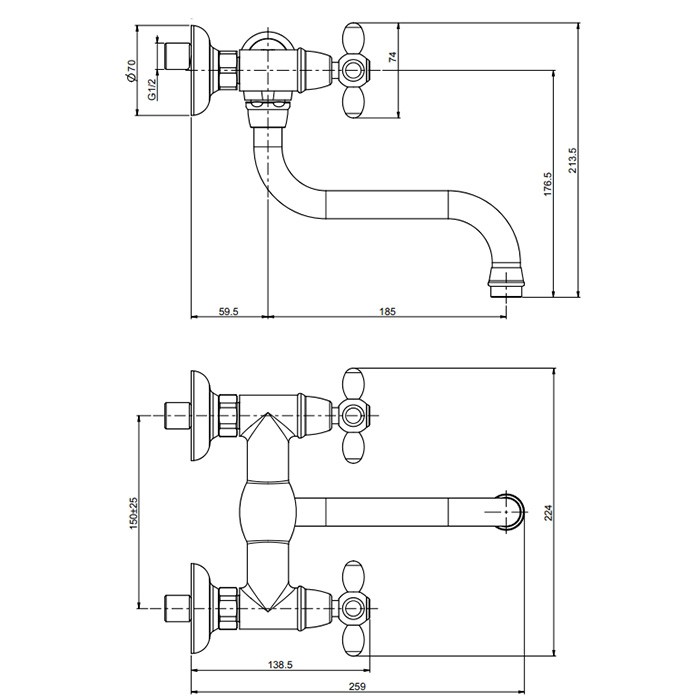 Fima Carlo Frattini смеситель для кухни, настенный, kitchen, золото арт. f5006or
