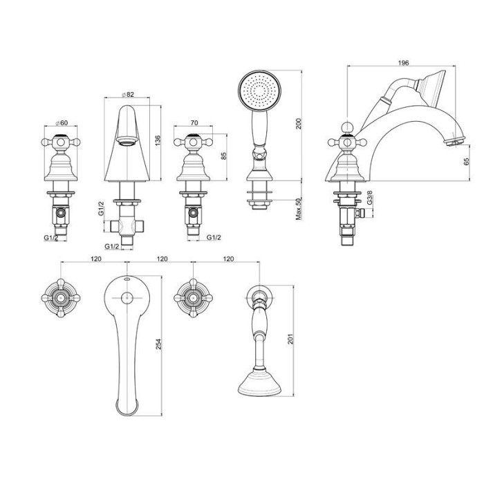 Fima Carlo Frattini смеситель на борт ванны, elizabeth, хром арт. f5094cr