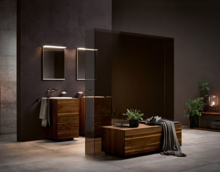 Keuco высокий шкаф-пенал с зеркальным фасадом 400x1750x370 мм 1 дверь петли слева, edition lignatur, арт. 33331 800001