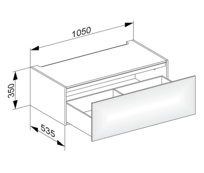 Keuco модуль нижнего шкафа для встройки снизу, с одним выдвижным ящиком, с внутренней светодиодной подсветкой, edition 11, черный арт. 31312 330100