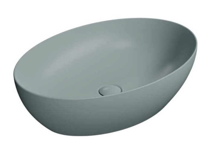GSI Раковина накладная 60х42х16 см, ghiaccio matte, санфаянс, Color-elements - 884215