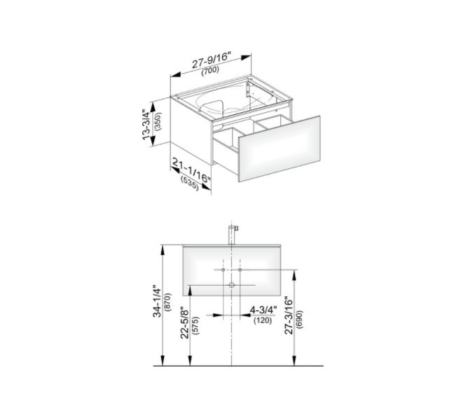 Keuco тумба подвесная под раковину с одним выдвижным фронтом, edition 11, трюфель арт. 31341 370000