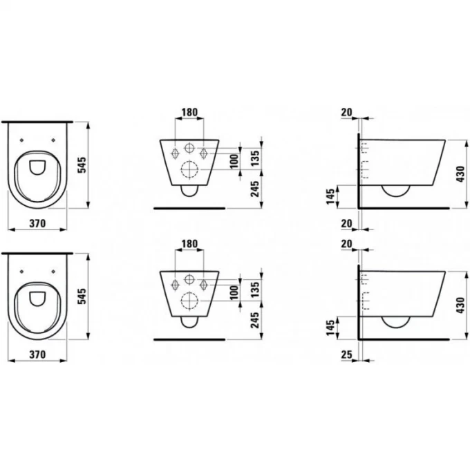 LAUFEN унитаз подвесной 54x37 безободковый, KARTELL - 8.2033.7.000.000.1