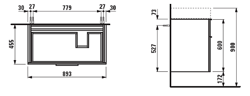 LAUFEN шкафчик для раковины с компактным сифоном, с двумя ящиками, KARTELL - 4.0760.2.033.633.1