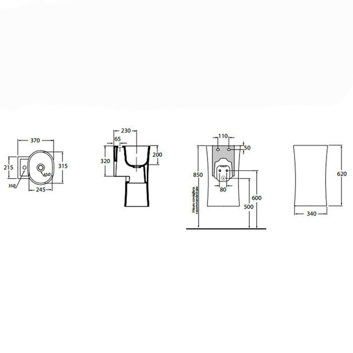 Azzurra Раковина 35x37 Nativo, LALS035370N0BI/(NAT200/0bi)*0 цвет: белый