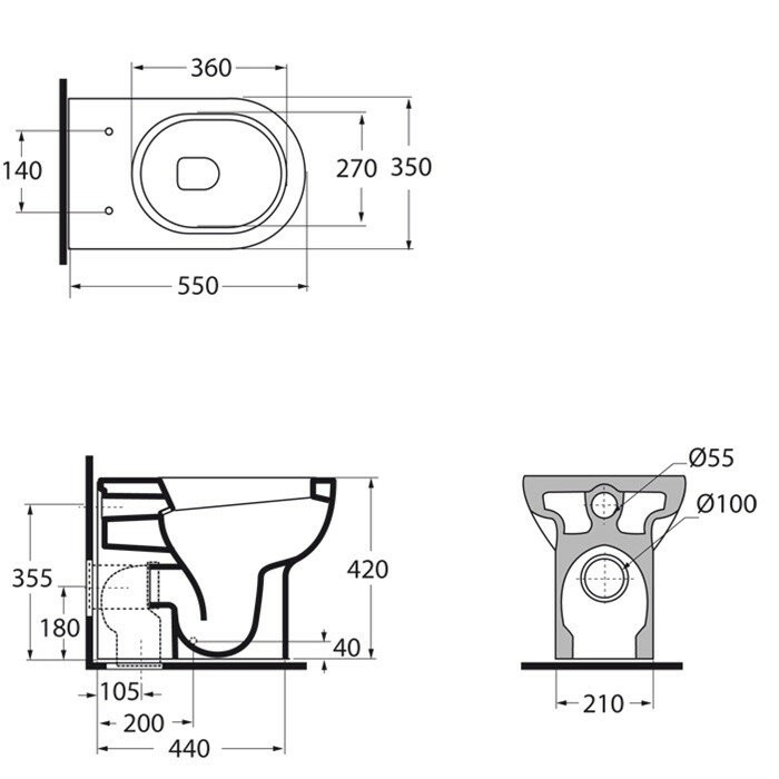 Azzurra Унитаз 35x55 NUVOLA, NUVCTP000000BI/(NUV100/P bi) цвет: белый