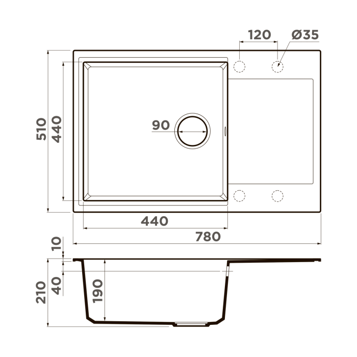 Omoikiri кухонная мойка Daisen 78-LB, бежевый арт. 4993693