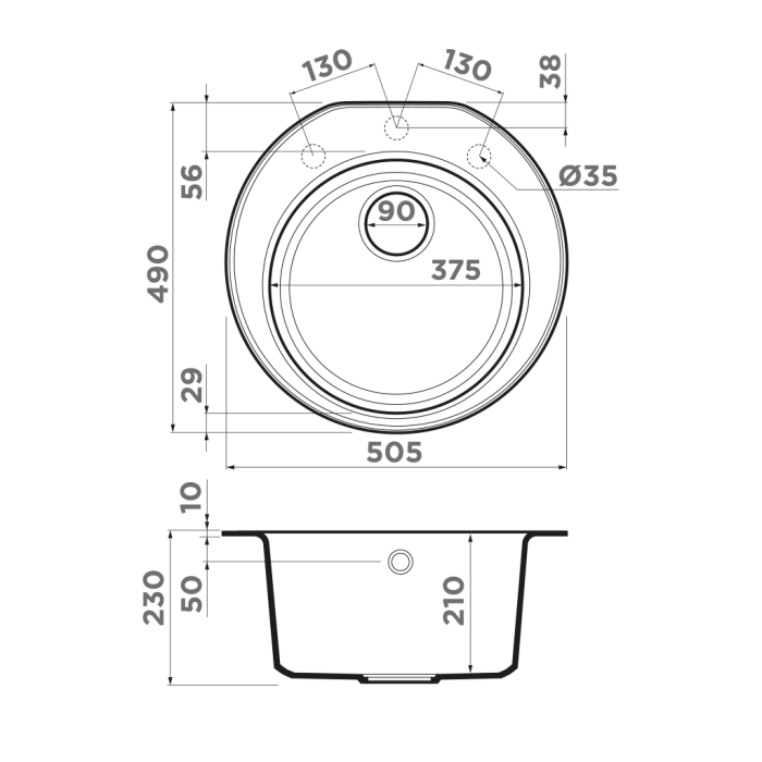 Omoikiri кухонная мойка Miya 50-R, платина арт. 4993511