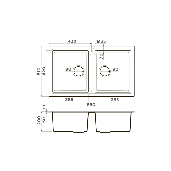 Omoikiri кухонная мойка Tedori 86-2, leningrad grey арт. 4993572
