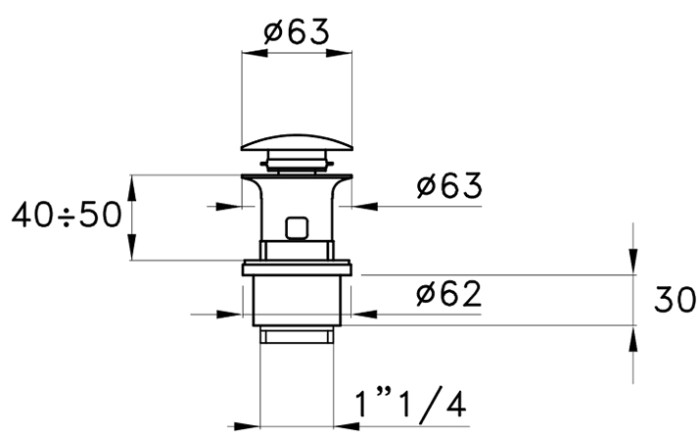 Донный клапан 1"1/4 для раковин или биде, STELLA, латунь арт. UN09200PV13