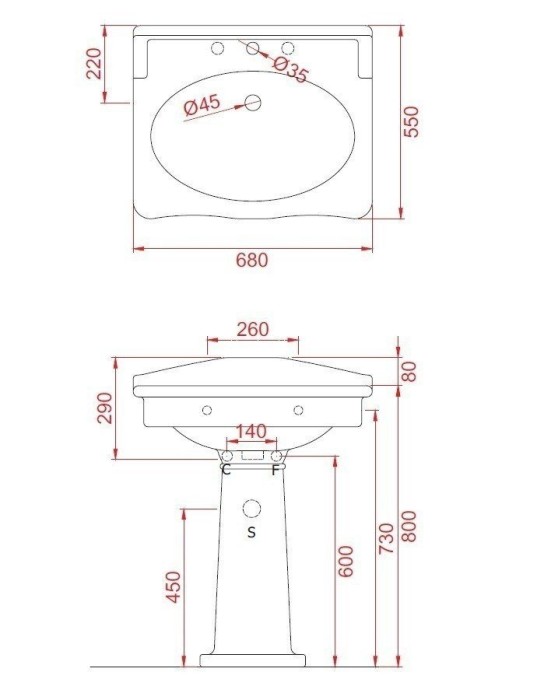 Раковина подвесная 68х55 см, 1 отверстие, белый, Art Ceram Hermitage арт. HEL002 01 00