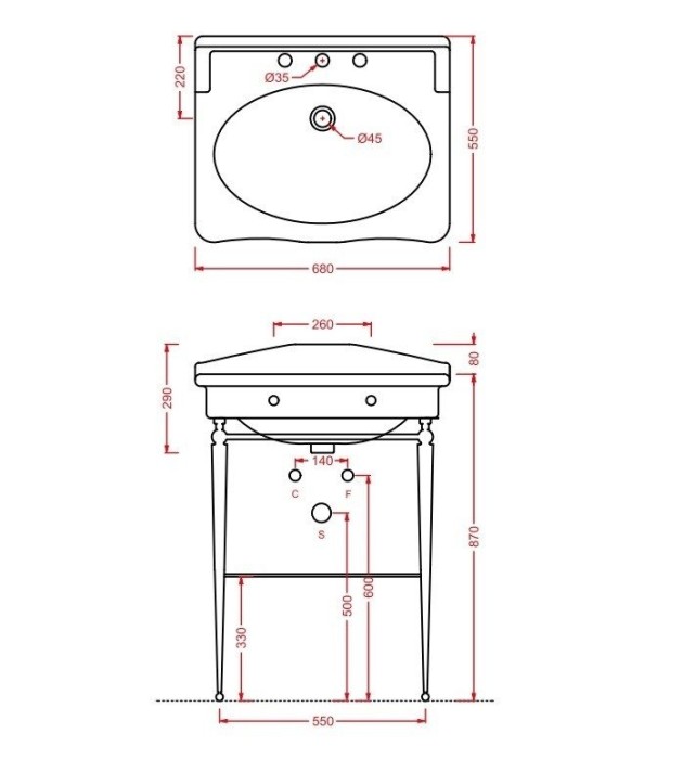 Раковина подвесная 68х55 см, 1 отверстие, белый, Art Ceram Hermitage арт. HEL002 01 00