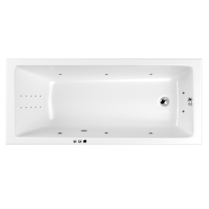 Встраиваемая ванна slim 160x70 smart nano, Whitecross Wave, хром арт. 0111.160070.100.SMARTNANO.CR