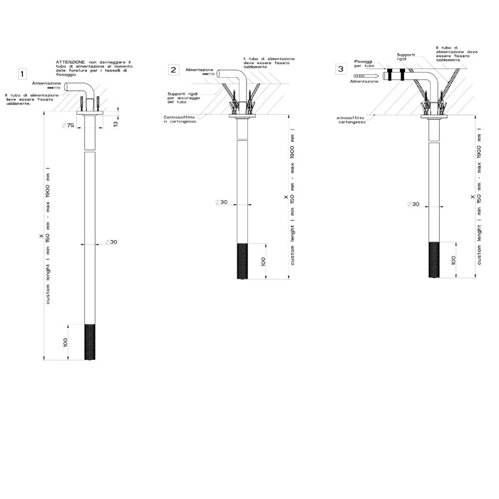 Gessi Излив потолочный, комбинируемый с удаленным управлением (не входит в комплект), Inciso, 58199#149 цвет: finox