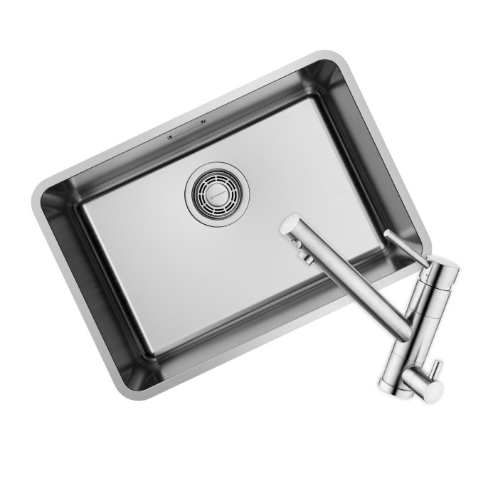 Omoikiri комплект мойка+смеситель Omi 53-U/I-IN Ultra Mini + Tonami-BN, нержавеющая сталь арт. 7405.4018
