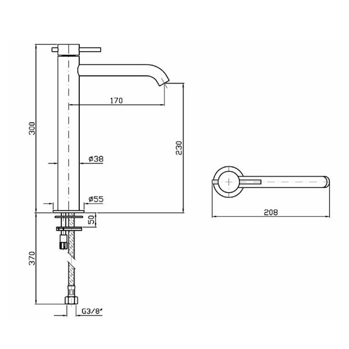 Zucchetti смеситель для раковины, на 1 отв., высокий, helm, brushed total black pvd арт. zhe689.xp81