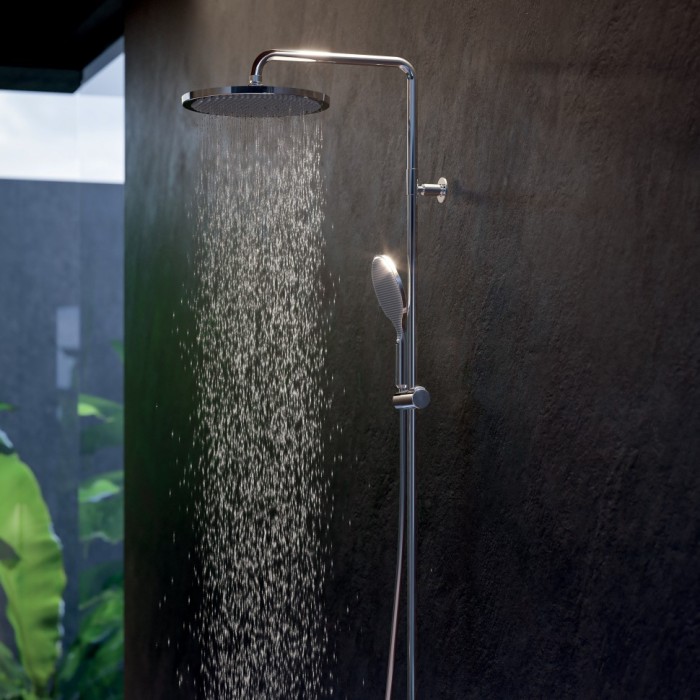 Bossini душевая колонна с однорычажным смесителем, верхним душем, ручным душем, держателем и шлангом:, apice, хром арт. l10506.030